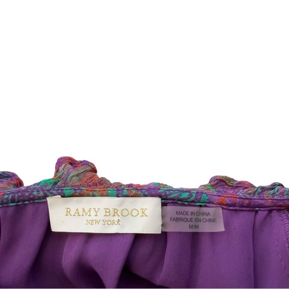 Ramy Brook Printed Rosanna Dress Size Medium Boysenberry Smocked Waist Boho - Picture 6 of 7